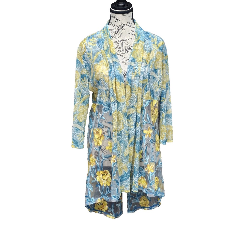Ruby Rd Sheer‎ Cardigan Womens S Petite Fairy Floral Whimsical Boho Festival